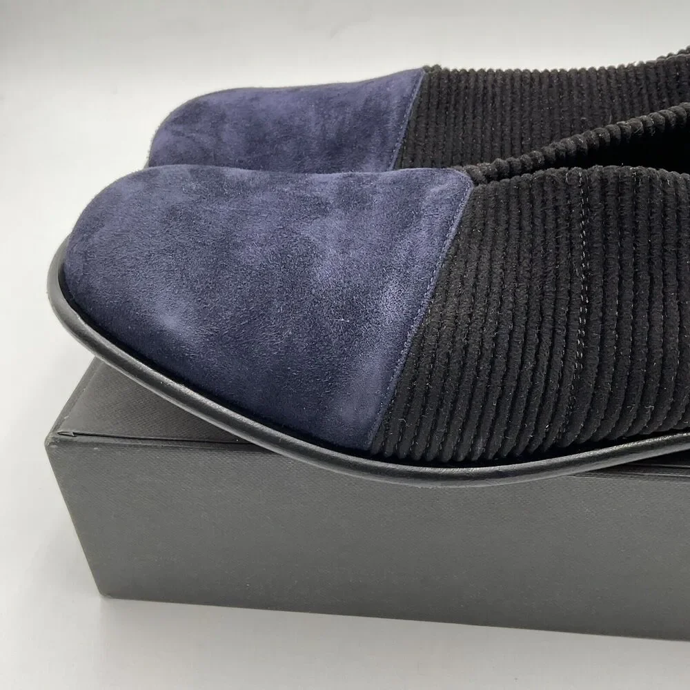 Gray Matters Navy and Black Suede Slip-On Flats